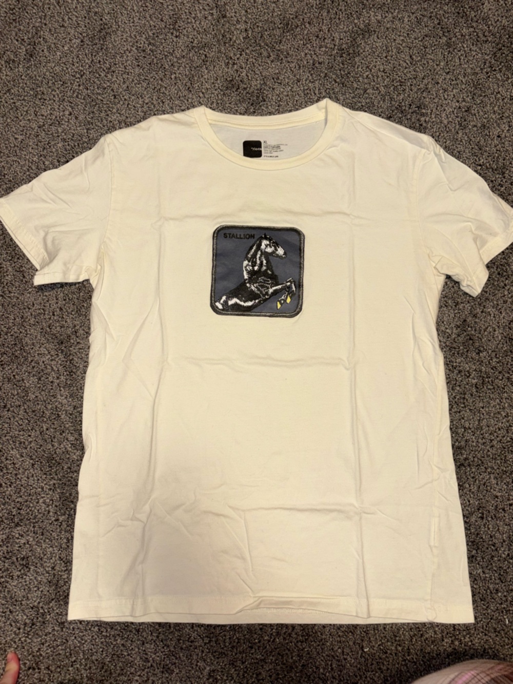 Cream Graphic Tee with Dark Horse Patch
